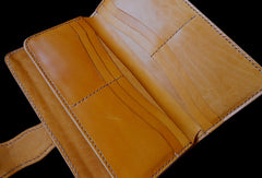 Handcraft vintage hand painting Irises flower leather long wallet for women - EverHandmade