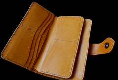 Handcraft vintage hand painting lily leather long/keys wallet for women