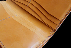 Handcraft vintage hand painting lotus flower leather long wallet for women - EverHandmade