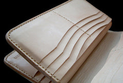 Handcraft vintage hand painting lotus flower leather ID card wallet for women - EverHandmade