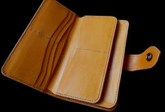 Handmade women wallet vintage carved lily flower leather long wallet/hip bag for women