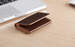 Handmade Leather Womens Small Card Wallet Front Pocket Wallet Card Holder for Women