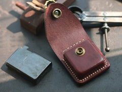 Red Brown Handmade Leather Mens Zippo Lighter Case With Belt Loop Cool Standard Zippo Lighter Holders For Men