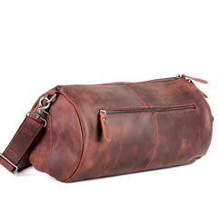 Red Brown Leather Mens Casual Barrel Postman Bag Side Bag Bucket Messenger Bag For Men