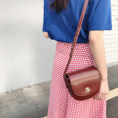 Red Leather Saddle Womens Shoulder Bag Purse Crossbody Bag For Women