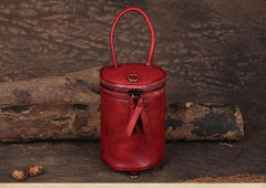 Green Womens Leather Bucket Handbag Womens Barrel Purse Small Bucket Shoulder Purse