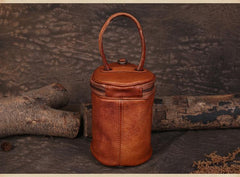 Green Womens Leather Bucket Handbag Womens Barrel Purse Small Bucket Shoulder Purse
