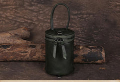 Brown Womens Leather Bucket Handbag Womens Barrel Purse Small Bucket Shoulder Purse