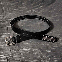 Cool Black Leather Metal Rock Belt Brown Motorcycle Punk Rivet Belt Leather Belt For Men