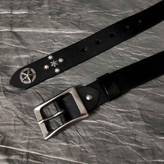 Cool Black Punk Leather Star Metal Rock Belt Motorcycle Belt Leather Belt For Men