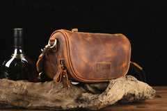 Brown LEATHER MEN'S Small Side bag Brown Saddle Bag MESSENGER BAG Brown Courier Bag FOR MEN