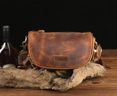 Brown LEATHER MEN'S Small Side bag Brown Saddle Bag MESSENGER BAG Brown Courier Bag FOR MEN