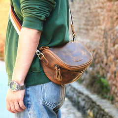 Brown LEATHER MEN'S Small Side bag Brown Saddle Bag MESSENGER BAG Brown Courier Bag FOR MEN