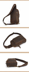 leather sling pack Brown Leather Men's Sling Bag Sling Pack Leather Chest Bag One Strap Backpack For Men