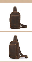 sling fanny pack Brown Leather Men's Sling Bag Sling Pack Leather Chest Bag One Strap Backpack For Men