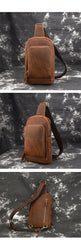 cross body sling pack​ Brown Leather Men's Sling Bag Sling Pack Leather Chest Bag One Strap Backpack For Men