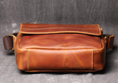 Best Brown Leather Men's Vertical Side Bag Brown Courier Bag Vertical Messenger Bag For Men