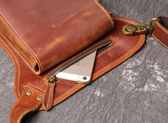 Brown MENS LEATHER FANNY PACK FOR MEN Coffee Drop Leg Bag BUMBAG WAIST BAGS
