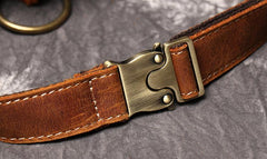 Retro Brown MENS LEATHER FANNY PACK FOR - Leather Texture Detail
