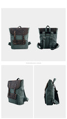 Fashion Canvas Leather Womens Army Green Backpack School Backpack Canvas Travel Backpack For Men