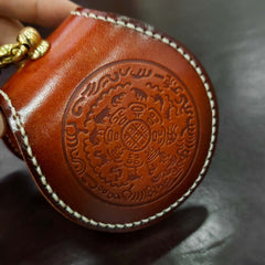 Cool Leather Brown Men's Womens Coin Holder Black Wristlet Change Wallet Coin Case For Men