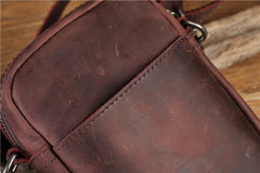 Leather Men's Brown Small Shoulder Bag Mini Side Bag Phone Messenger Bag For Men