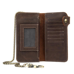 Cool Mens Leather Biker Chain Wallet Chain Wallet Long Biker Wallet for Men