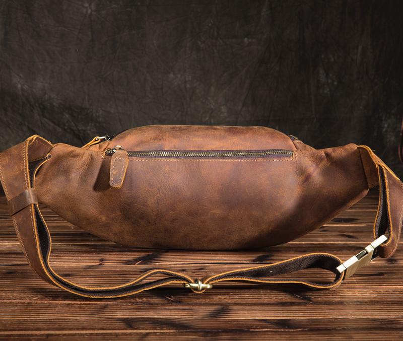 Black Brown MENS LEATHER FANNY PACK FOR MEN BUMBAG Vintage WAIST BAGS