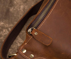 Retro Brown LEATHER MENS FANNY PACK FOR MEN BUMBAG Vintage WAIST BAGS