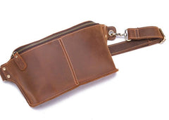 Retro Brown LEATHER MENS FANNY PACK FOR MEN BUMBAG Vintage WAIST BAGS