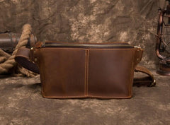 Retro Brown LEATHER MENS FANNY PACK FOR MEN BUMBAG Vintage WAIST BAGS