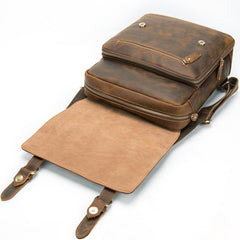 Vintage Brown Leather Men's 14inch Laptop Backpack College Backpack For Men