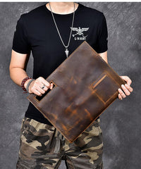 Retro Brown Leather Men Business Clutch Bag Side Bag Handbag Small Messenger Bag For Men