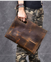 Retro Brown Leather Men Business Clutch Bag Side Bag Handbag Small Messenger Bag For Men