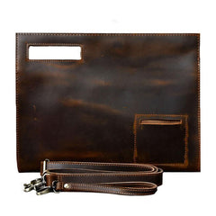 Retro Brown Leather Men Business Clutch Bag Side Bag Handbag Small Messenger Bag For Men