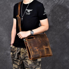 Retro Brown Leather Men Business Clutch Bag Side Bag Handbag Small Messenger Bag For Men