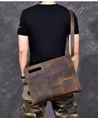 Retro Brown Leather Men Business Clutch Bag Side Bag Handbag Small Messenger Bag For Men