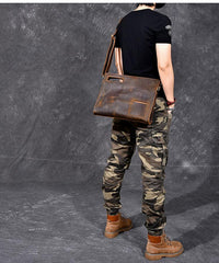 Retro Brown Leather Men Business Clutch Bag Side Bag Handbag Small Messenger Bag For Men