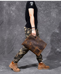 Retro Brown Leather Men Business Clutch Bag Side Bag Handbag Small Messenger Bag For Men