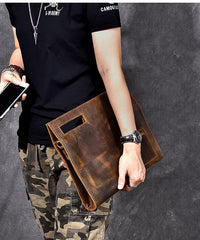 Retro Brown Leather Men Business Clutch Bag Side Bag Handbag Small Messenger Bag For Men