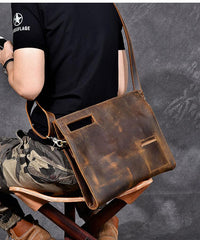 Retro Brown Leather Men Business Clutch Bag Side Bag Handbag Small Messenger Bag For Men