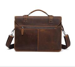 Vintage Brown Leather Men's Professional Briefcase Handbag 14‘’ Laptop Briefcase For Men