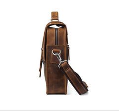 Vintage Brown Leather Men's Professional Briefcase Handbag 14‘’ Laptop Briefcase For Men