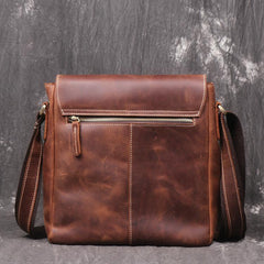 Vintage Leather Men's Small Side Bag Vertical Messenger Bag Shoulder Bag For Men
