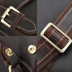 Vintage Leather Men's Small Side Bag Vertical Messenger Bag Shoulder Bag For Men