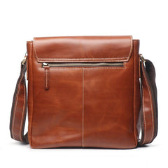 Vintage Leather Men's Small Side Bag Vertical Messenger Bag Shoulder Bag For Men