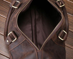 Retro Dark Brown Leather Mens Overnight Bag Duffle Bag Travel Bag Weekender Bag for Men
