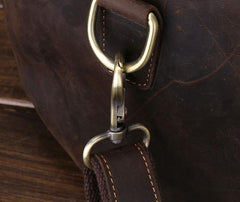 Retro Dark Brown Leather Mens Overnight Bag Duffle Bag Travel Bag Weekender Bag for Men