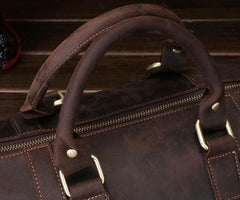 Retro Dark Brown Leather Mens Overnight Bag Duffle Bag Travel Bag Weekender Bag for Men
