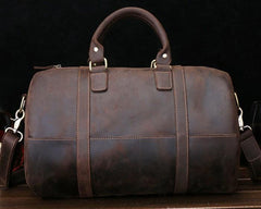 Retro Dark Brown Leather Mens Overnight Bag Duffle Bag Travel Bag Weekender Bag for Men